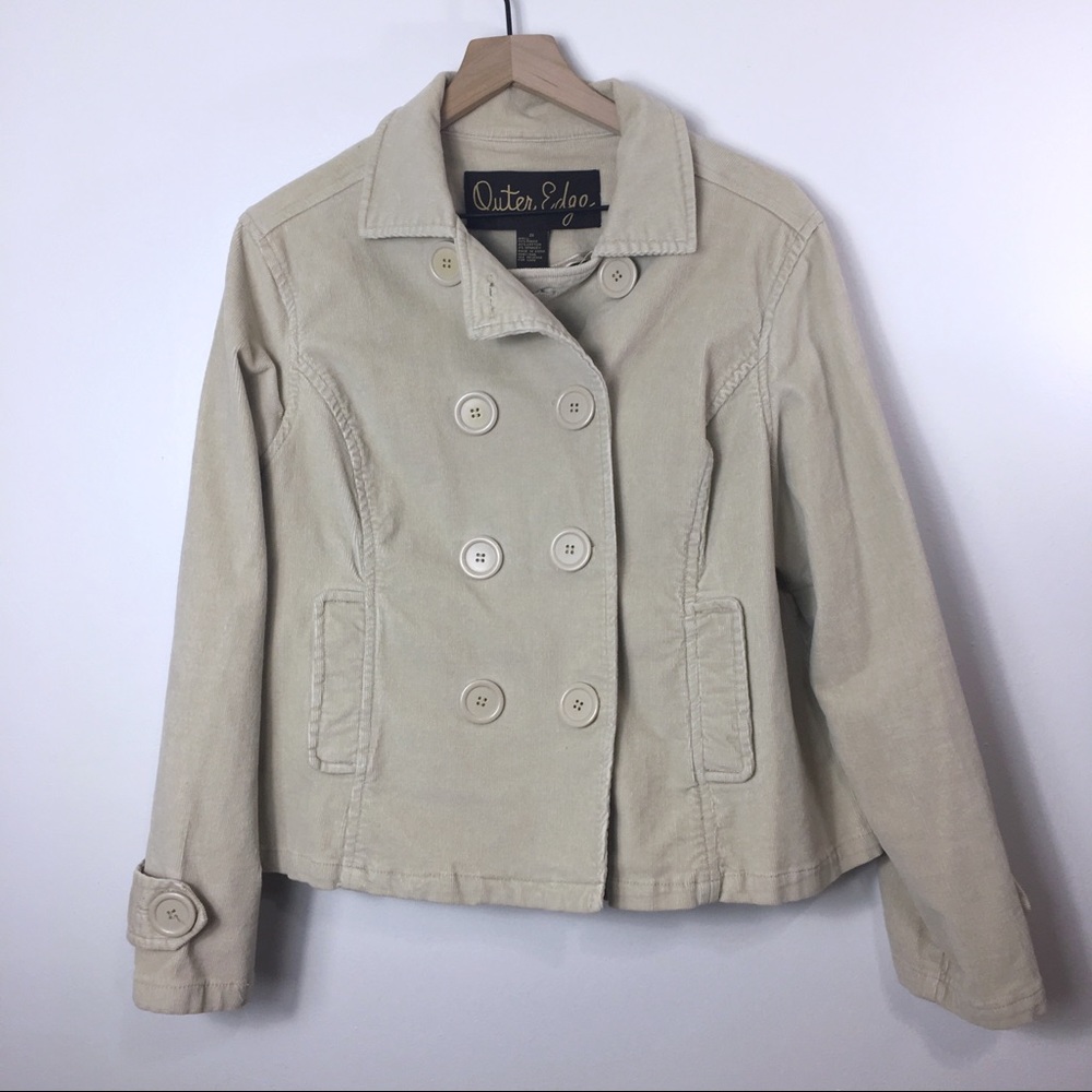 Outer Edge Cream Colored Corduroy Jacket, 2X